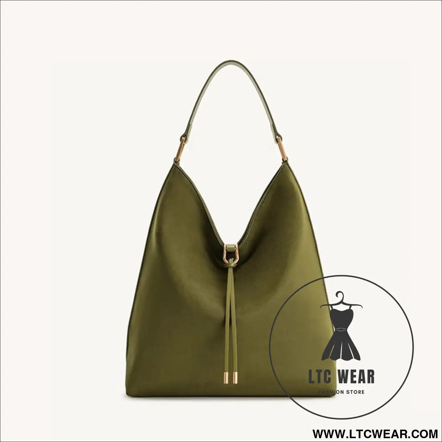 Tote bag with large capacity and lazy feeling single shoulder armpit bag - olive green / 29*33*12cm