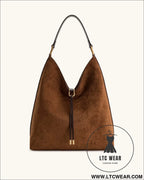 Tote bag with large capacity and lazy feeling single shoulder armpit bag - brown / 29*33*12cm
