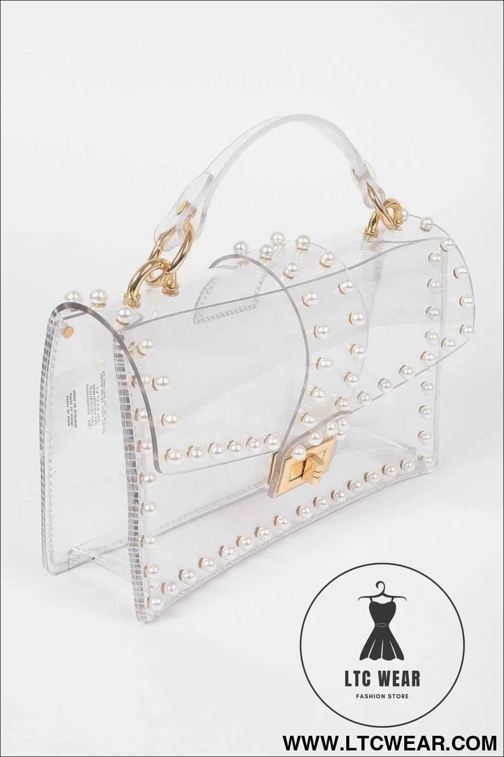 Transparent Clutch W/faux Pearl