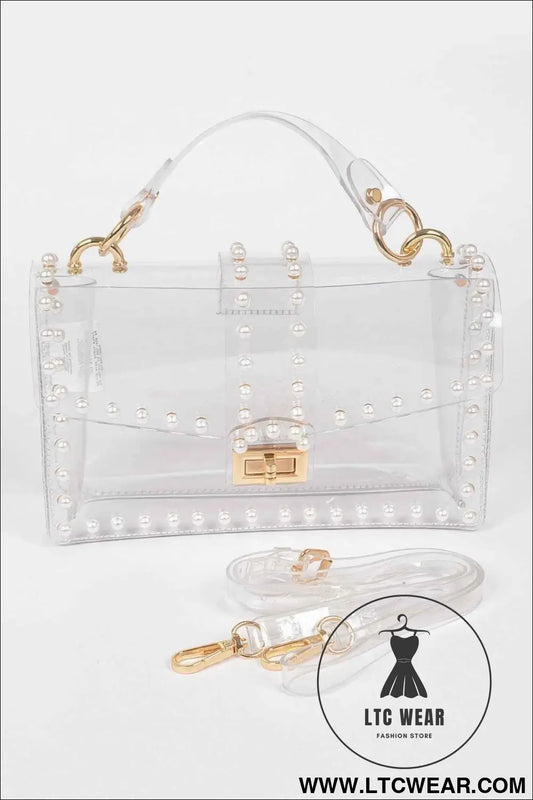 Transparent Clutch W/faux Pearl