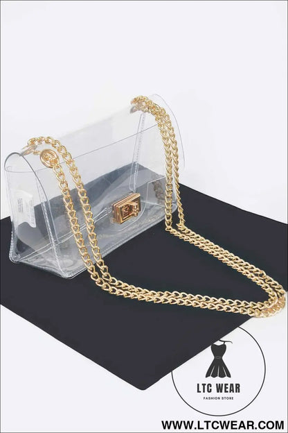 Transparent Flap Crossbody Bag