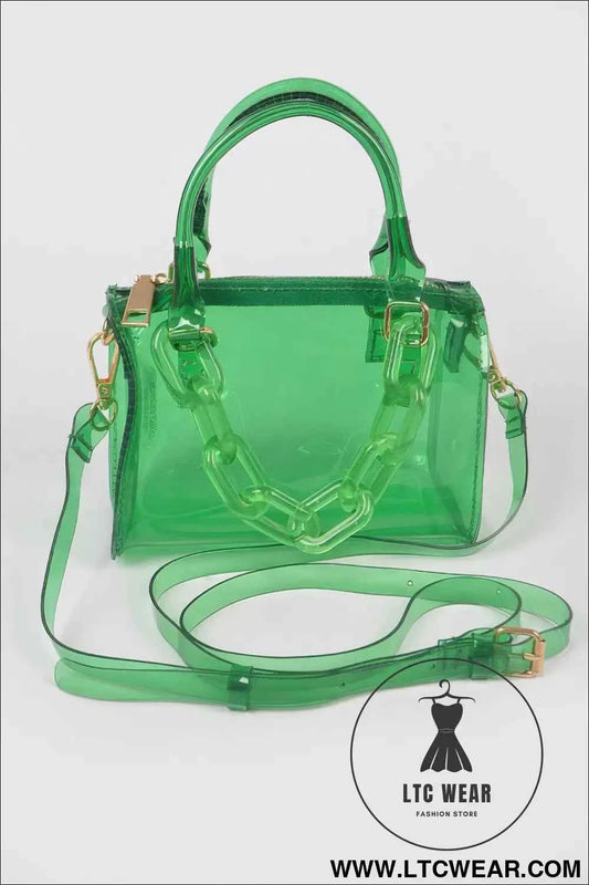 Transparent Mini Duffle Bag W/acrylic Chain
