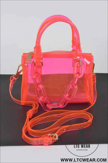 Transparent Mini Duffle Bag W/acrylic Chain