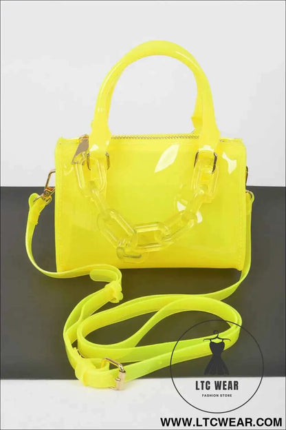 Transparent Mini Duffle Bag W/acrylic Chain