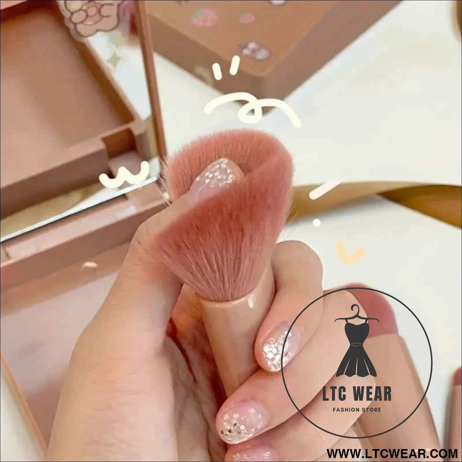 Travel-Ready: 5Pcs Portable Makeup Brush Set with Mirror