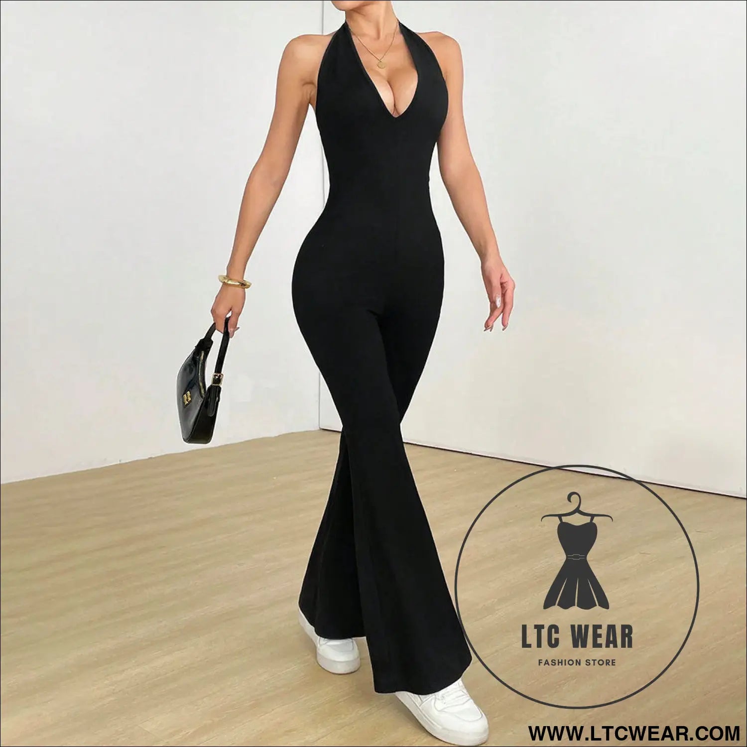 Trendy hollow back jumpsuit: chic & comfortable fit