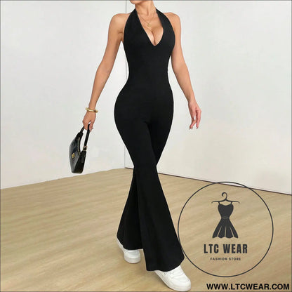 Trendy hollow back jumpsuit: chic & comfortable fit