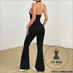 Trendy hollow back jumpsuit: chic & comfortable fit