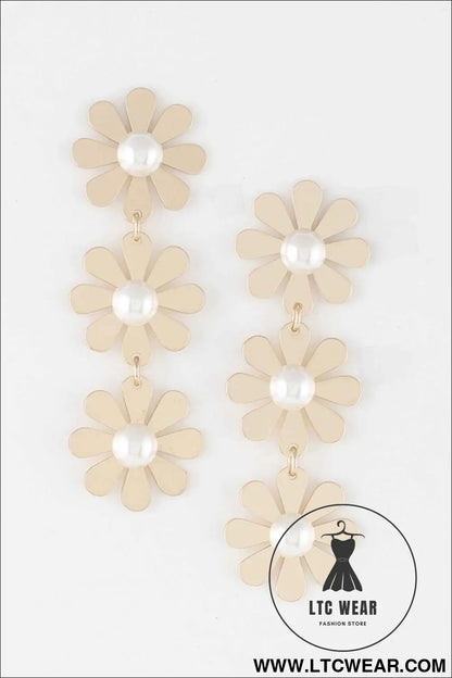 Triple Daisy Drop Earrings