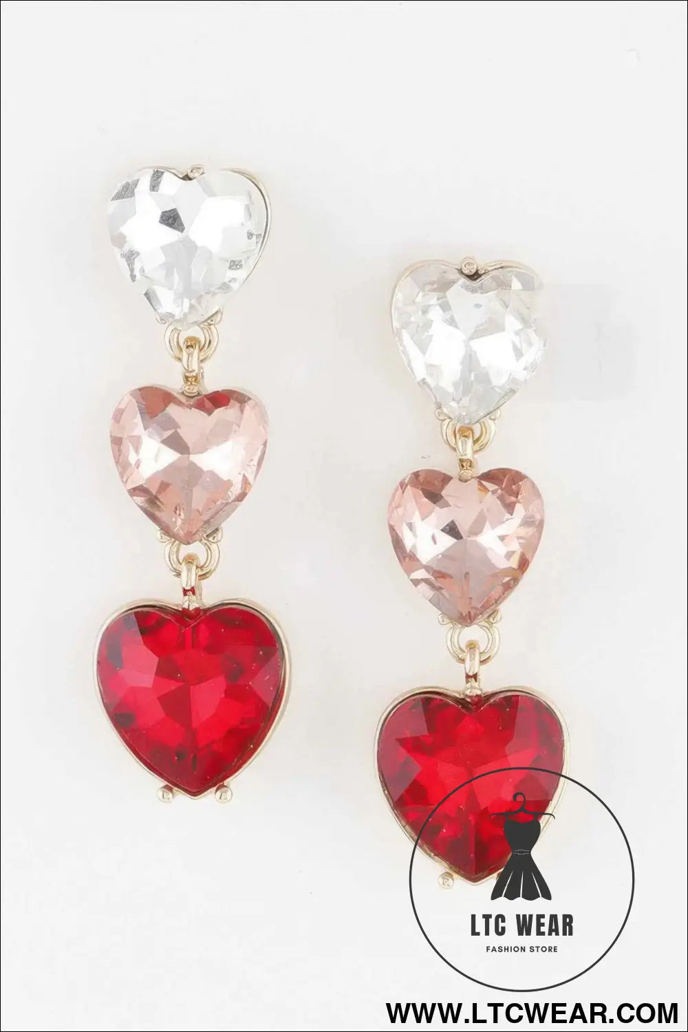 Triple Heart Drop Earrings