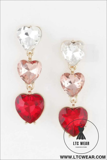 Triple Heart Drop Earrings