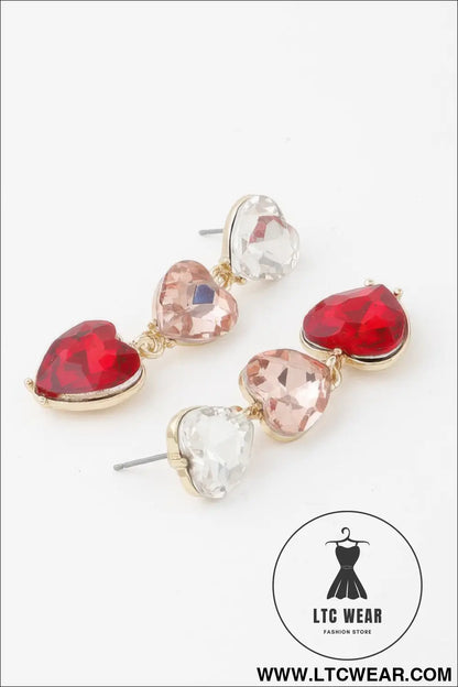 Triple Heart Drop Earrings