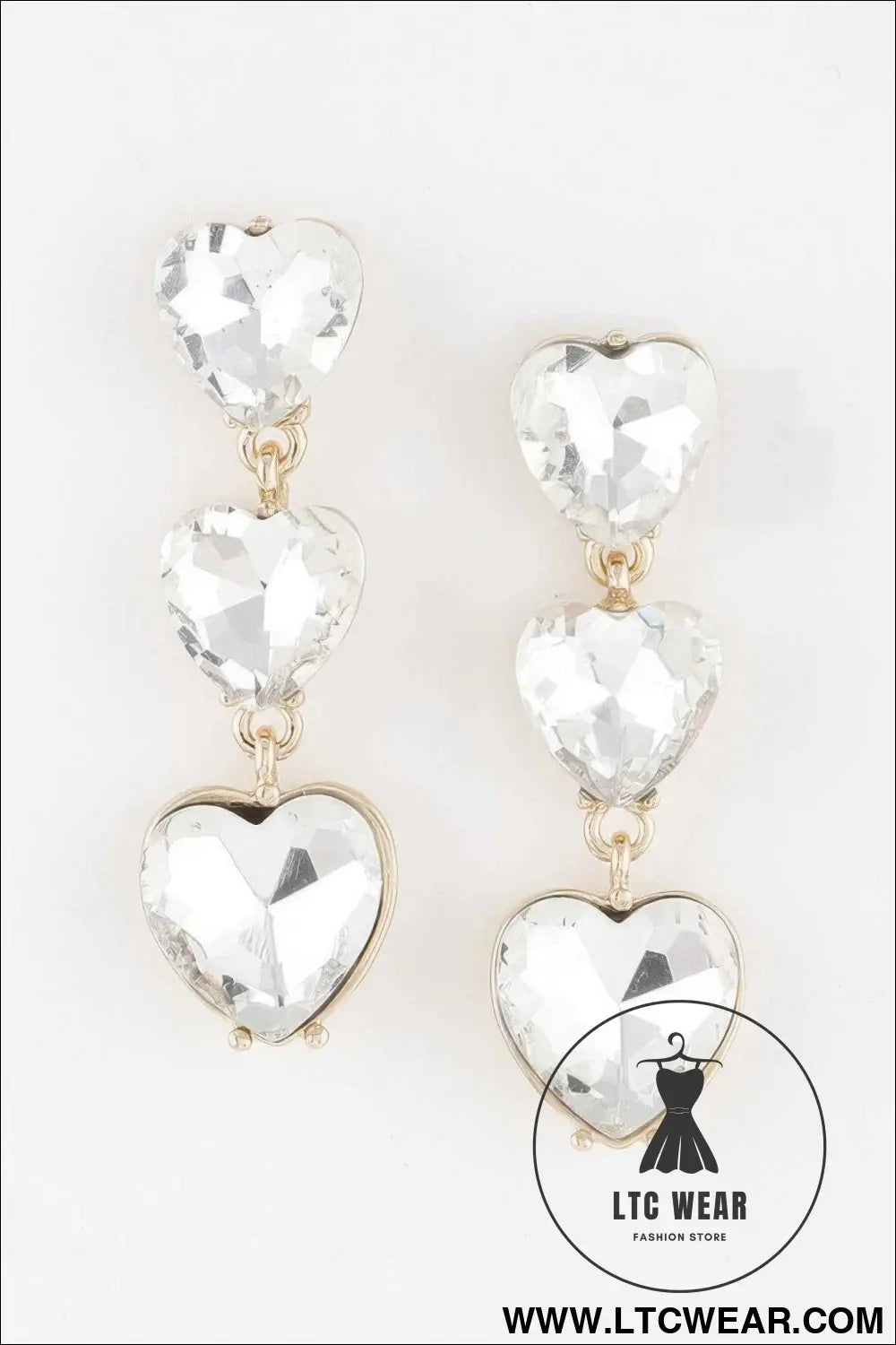 Triple Heart Drop Earrings