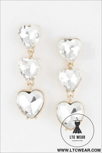 Triple Heart Drop Earrings