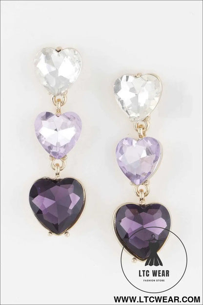 Triple Heart Drop Earrings