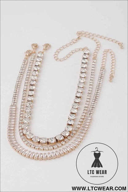 Triple Jewel Choker Necklace