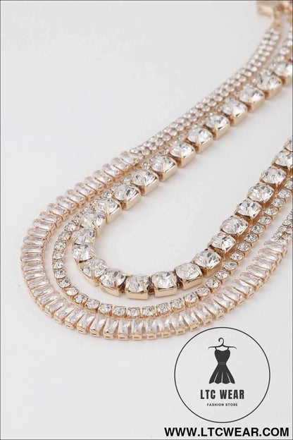Triple Jewel Choker Necklace