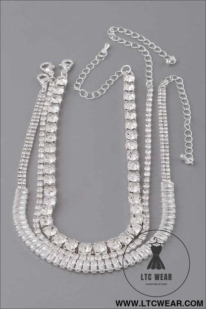 Triple Jewel Choker Necklace