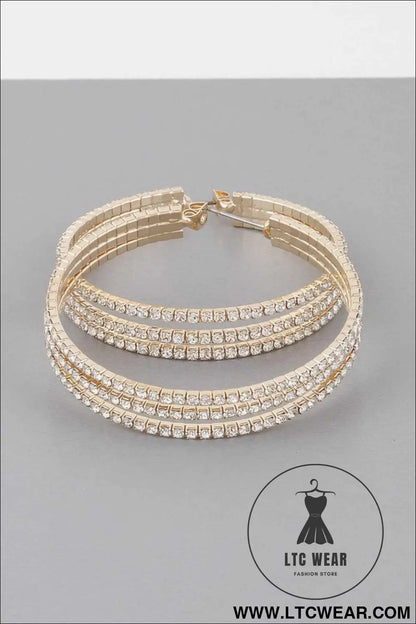 Triple Jewel Hoop Earrings