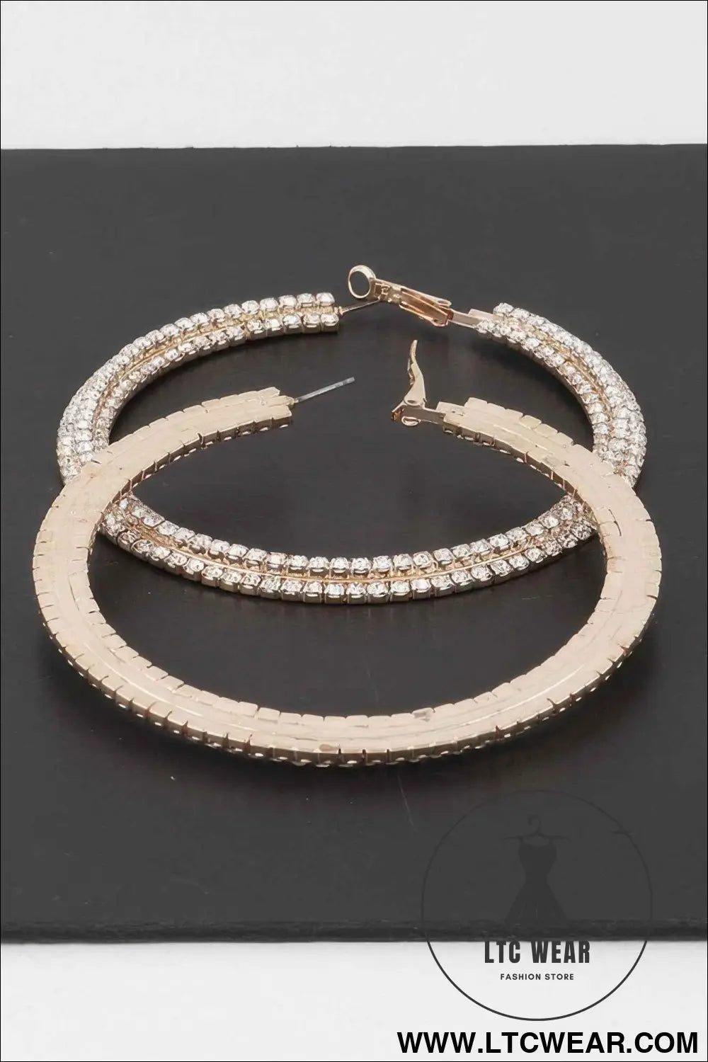 Triple Jeweled Flat Hoop Earrings
