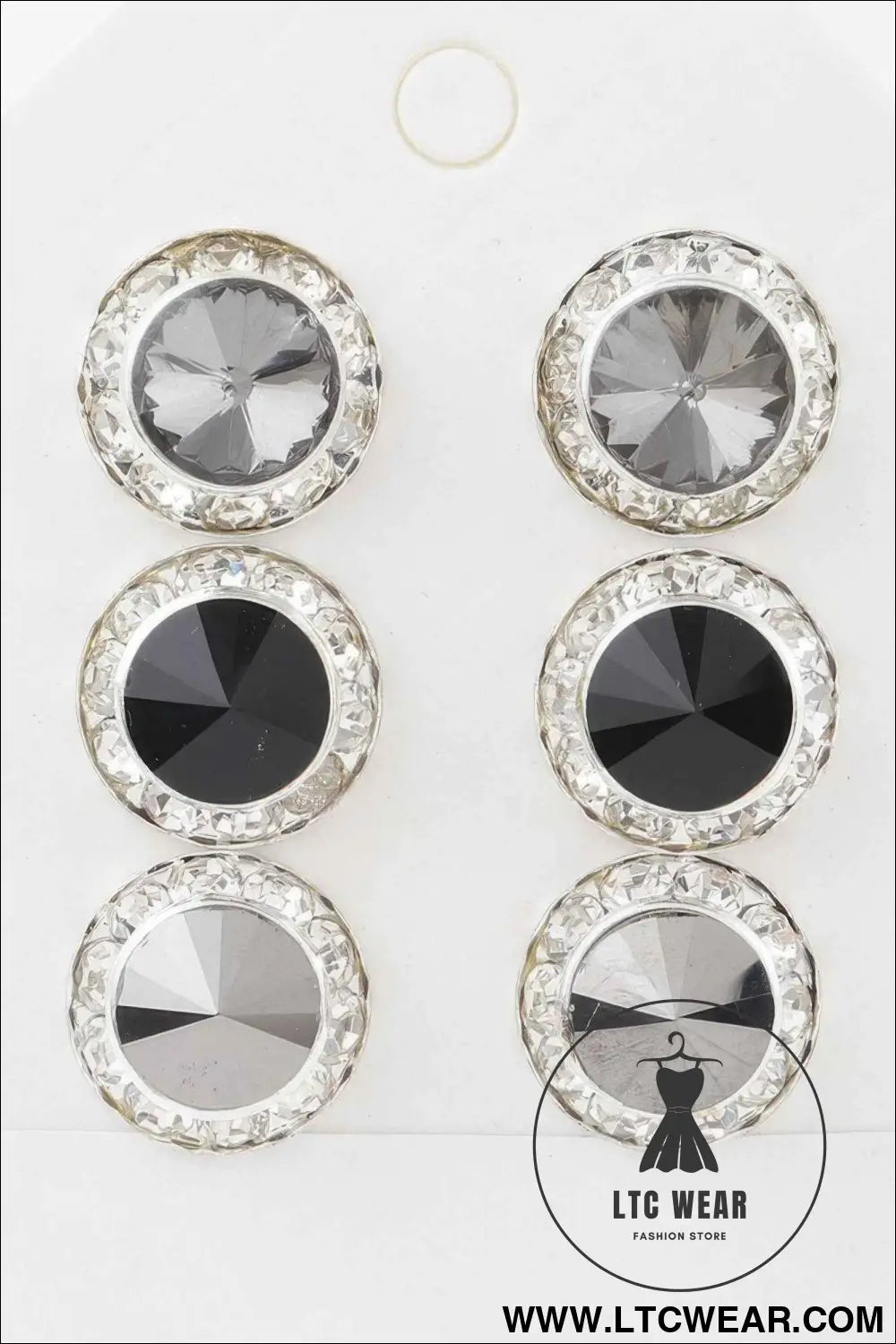 Triple Jeweled Stud Earrings Set