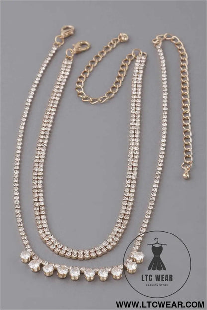 Triple Rhinestone Choker Necklace