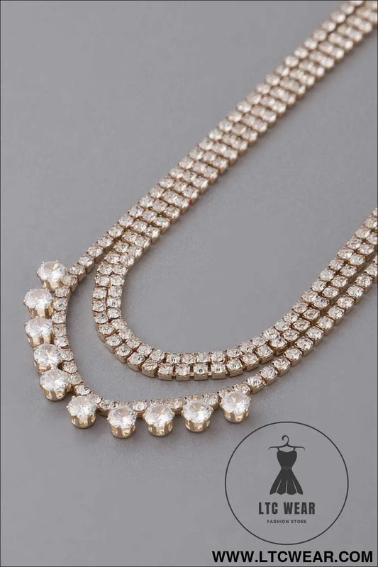 Triple Rhinestone Choker Necklace