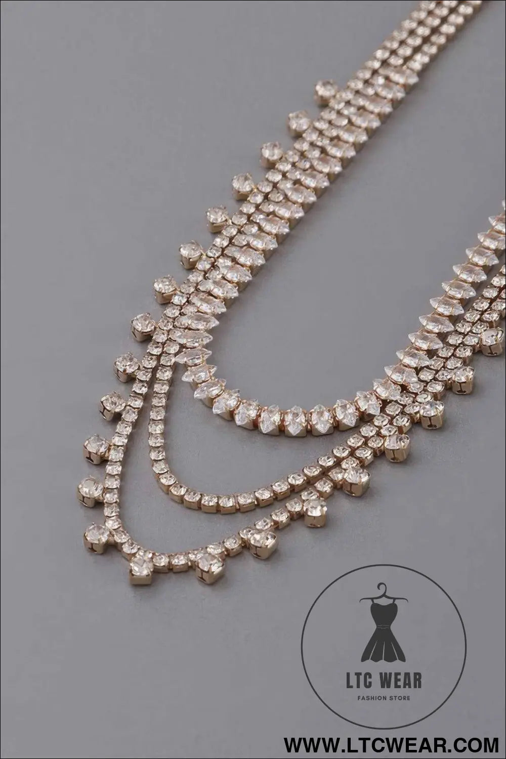 Triple Rhinestone Drop Necklace
