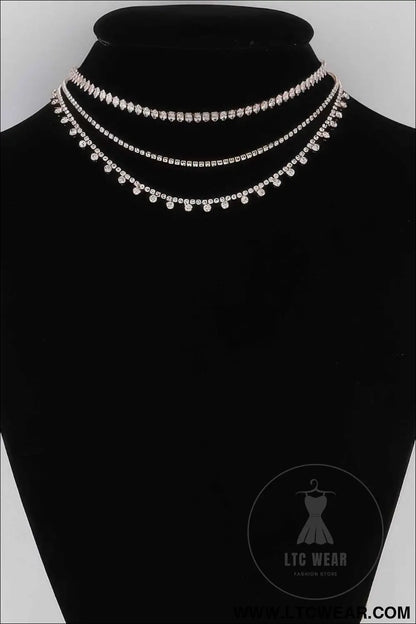 Triple Rhinestone Drop Necklace