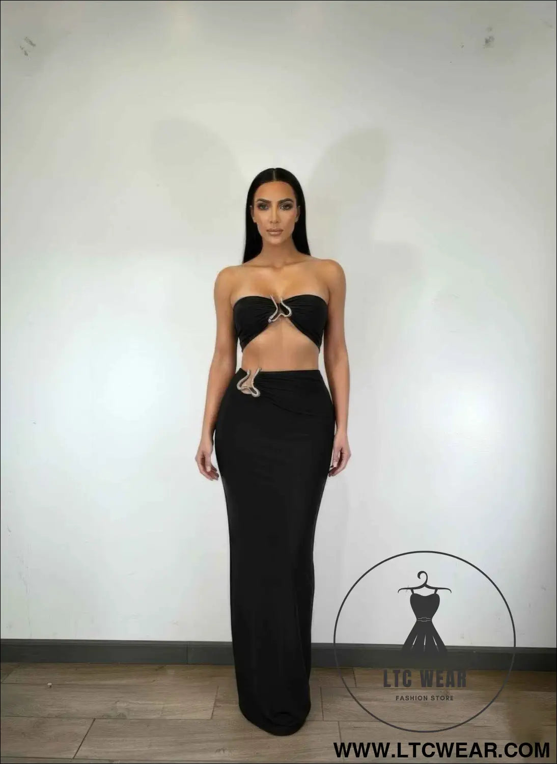 Tube Top Trim Detail Skirt Set