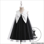 Tulle dress for girls butterfly bow princess perfect for halloween costume and stage performances - al080-black