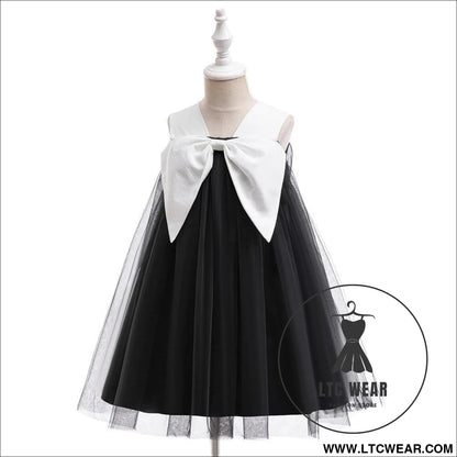 Tulle dress for girls butterfly bow princess perfect for halloween costume and stage performances - al080-black
