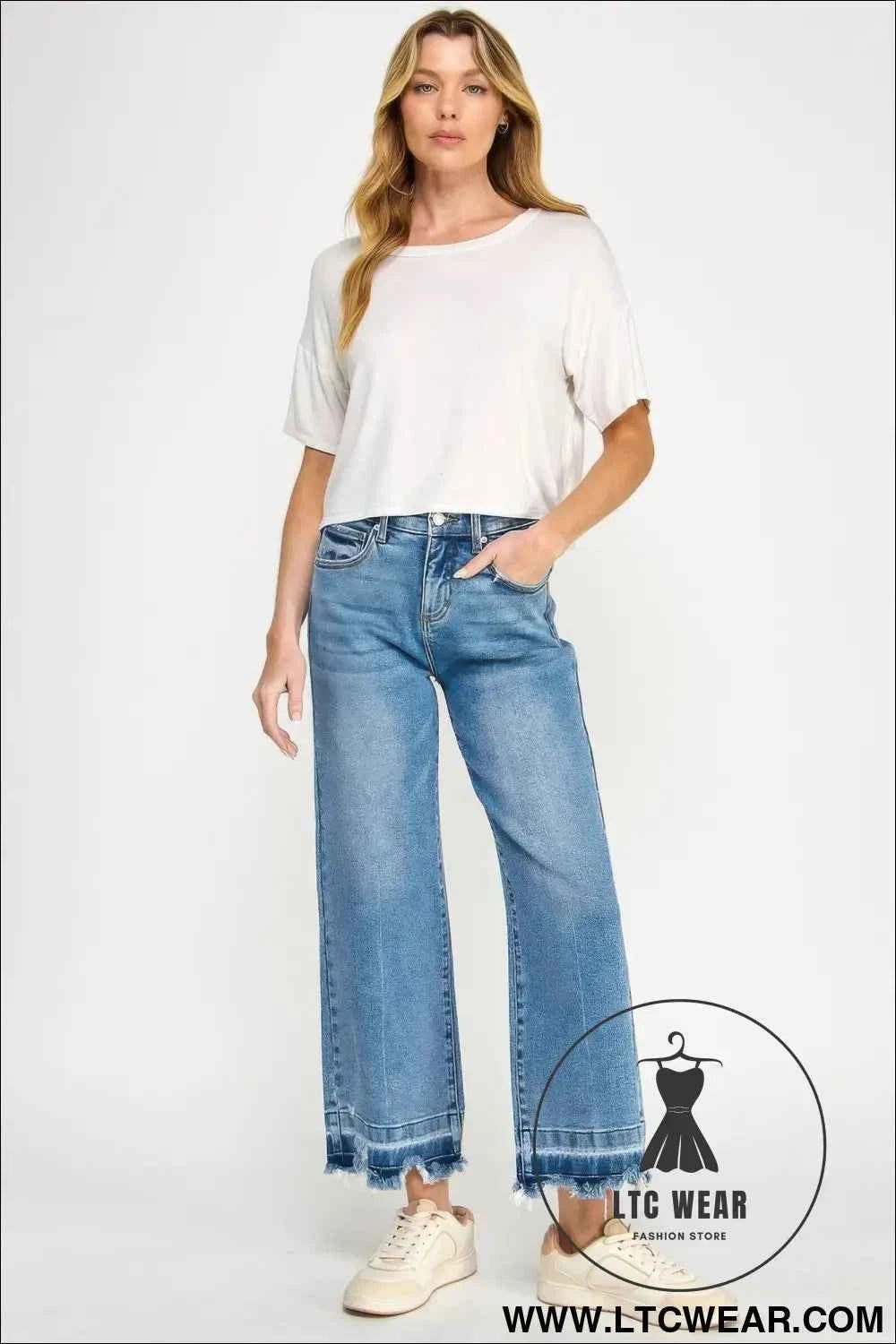 Tummy Control High Rise Crop Wide W/ Released Hem