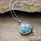 Turquoise chain pendant necklace - silver / one size