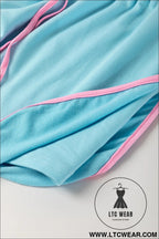 Turquoise plus size contrast trim t shirt and skort two piece set - plus size loungewear