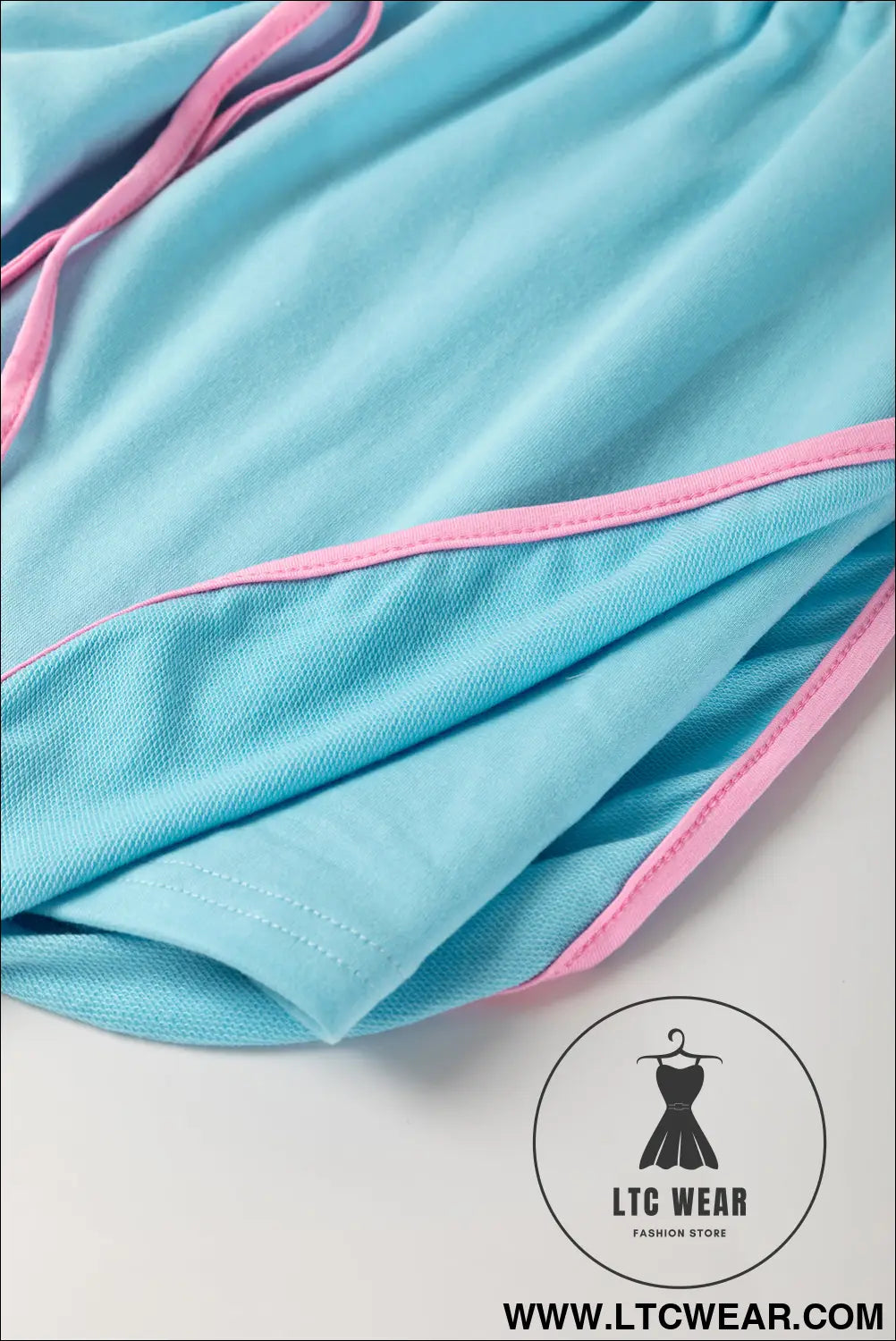 Turquoise plus size contrast trim t shirt and skort two piece set - plus size loungewear