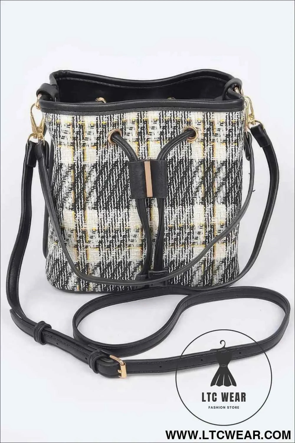 Tweed Plaid Bucket Bag for Stylish Versatility