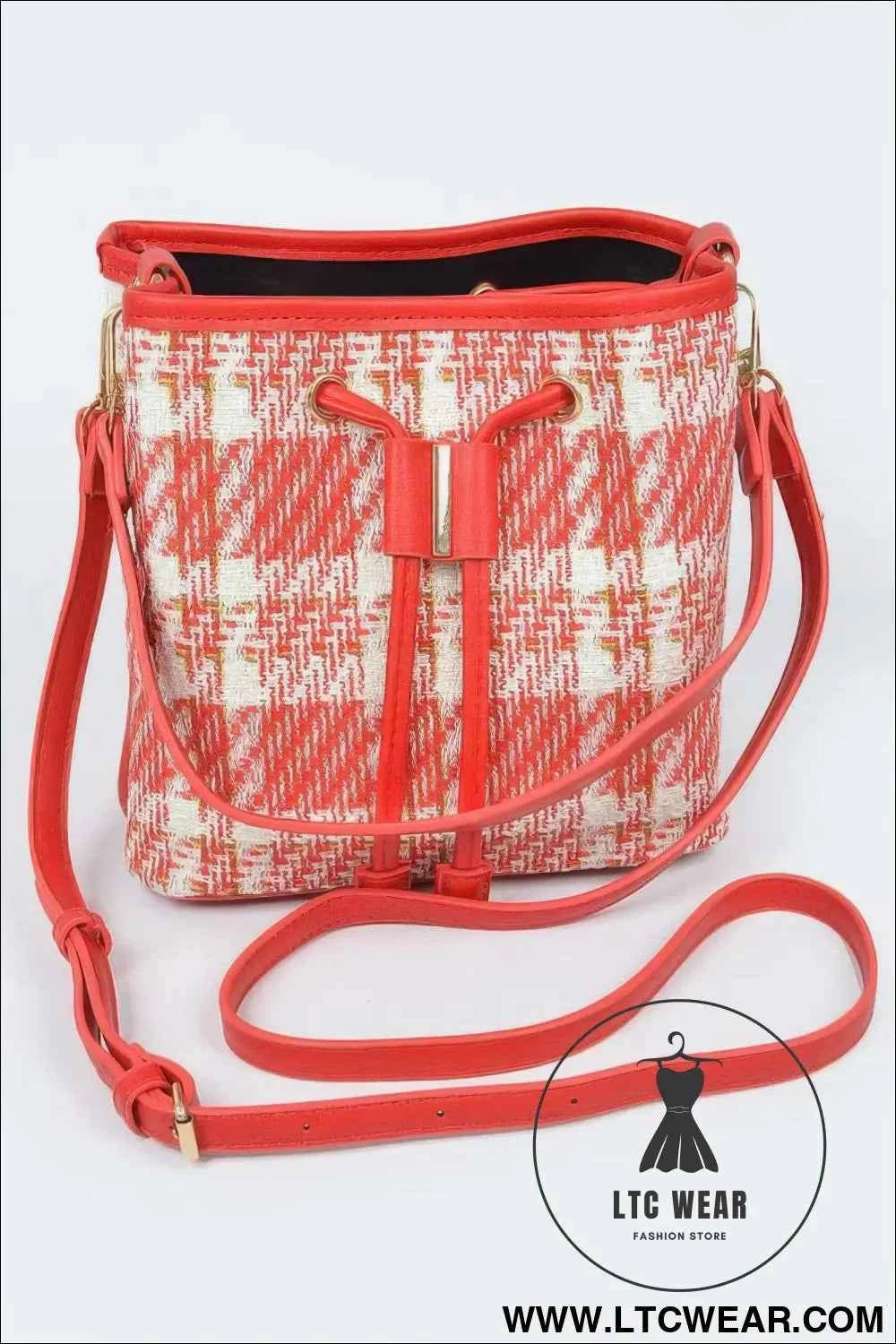Tweed Plaid Bucket Bag for Stylish Versatility
