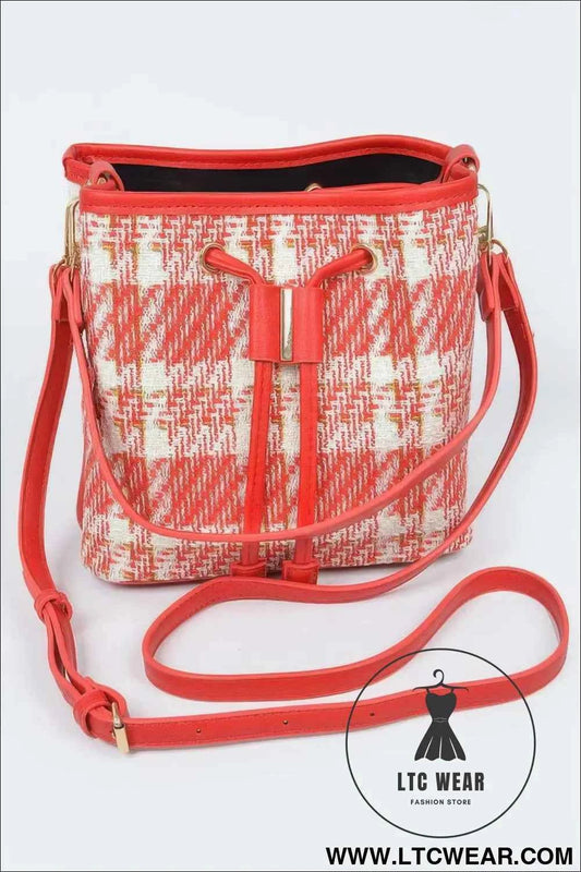 Tweed Plaid Bucket Bag for Stylish Versatility