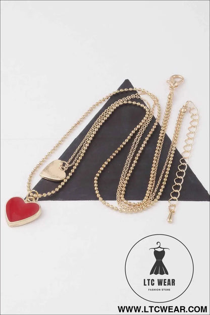 Twin Hearts Pendant Necklace