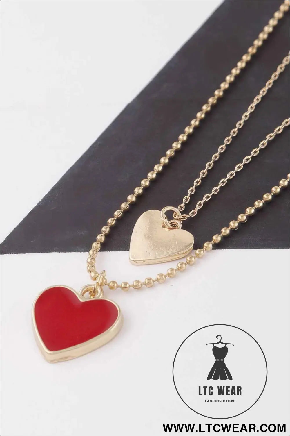 Twin Hearts Pendant Necklace