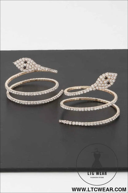 Twin Rhinestone Snake Earrings