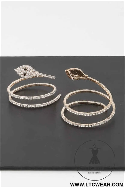 Twin Rhinestone Snake Earrings