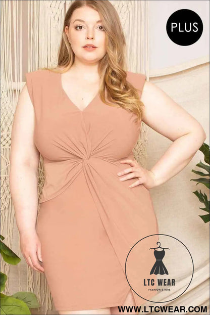 Twist Waist Plus Size Mini Dress