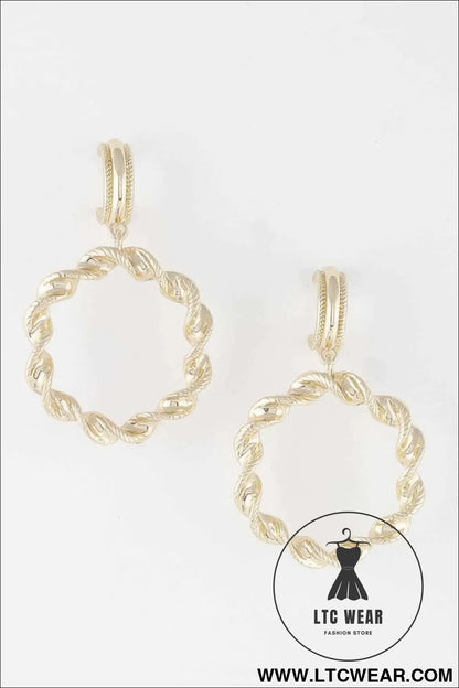 Twisted Hoop Drop Earrings