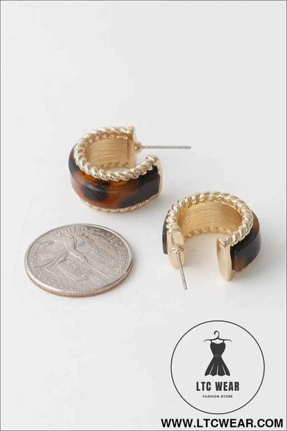 Twisted Marble Huggie Earrings