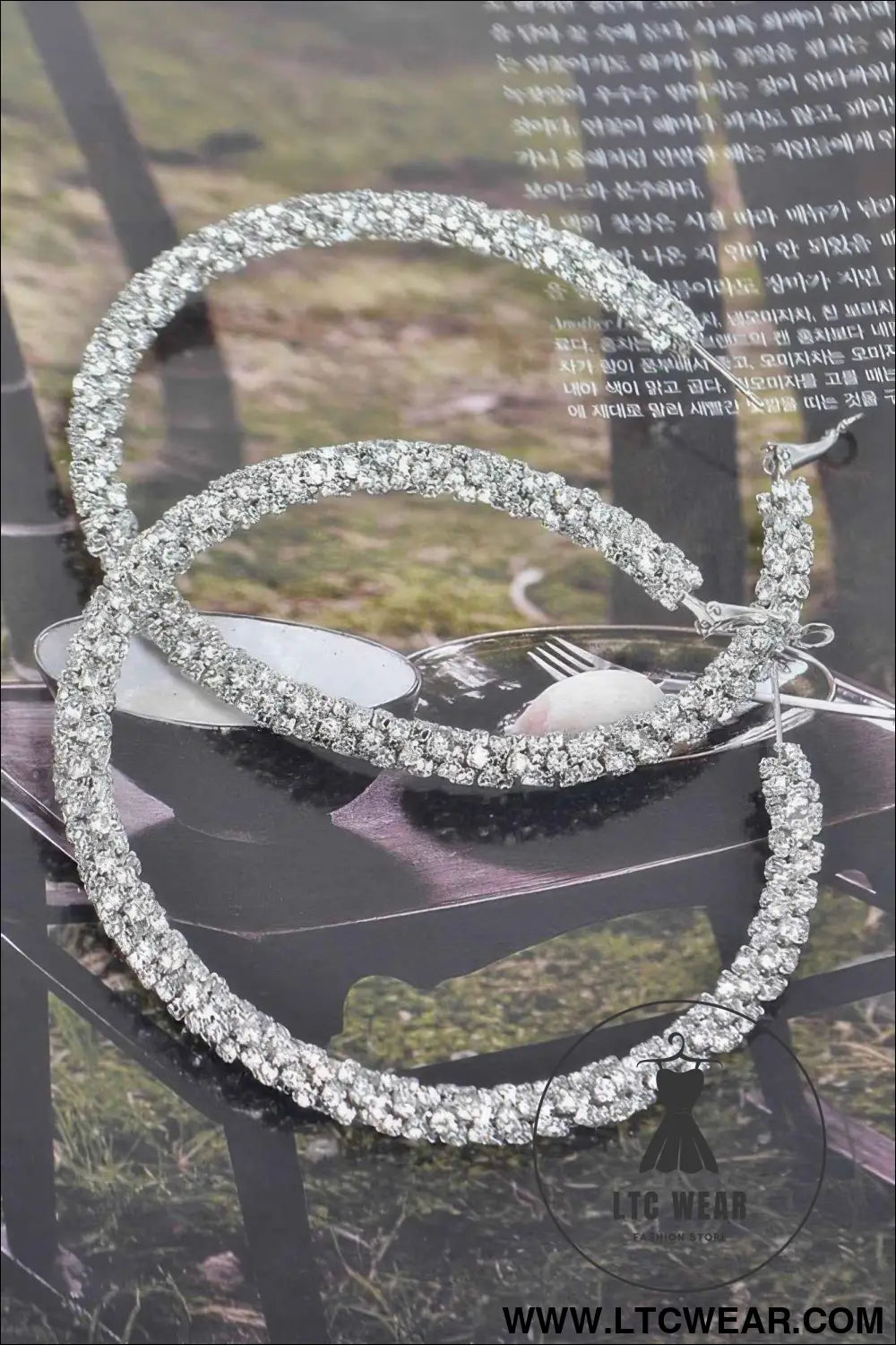 Twisted Rhinestone 80mm Hoop Earrings