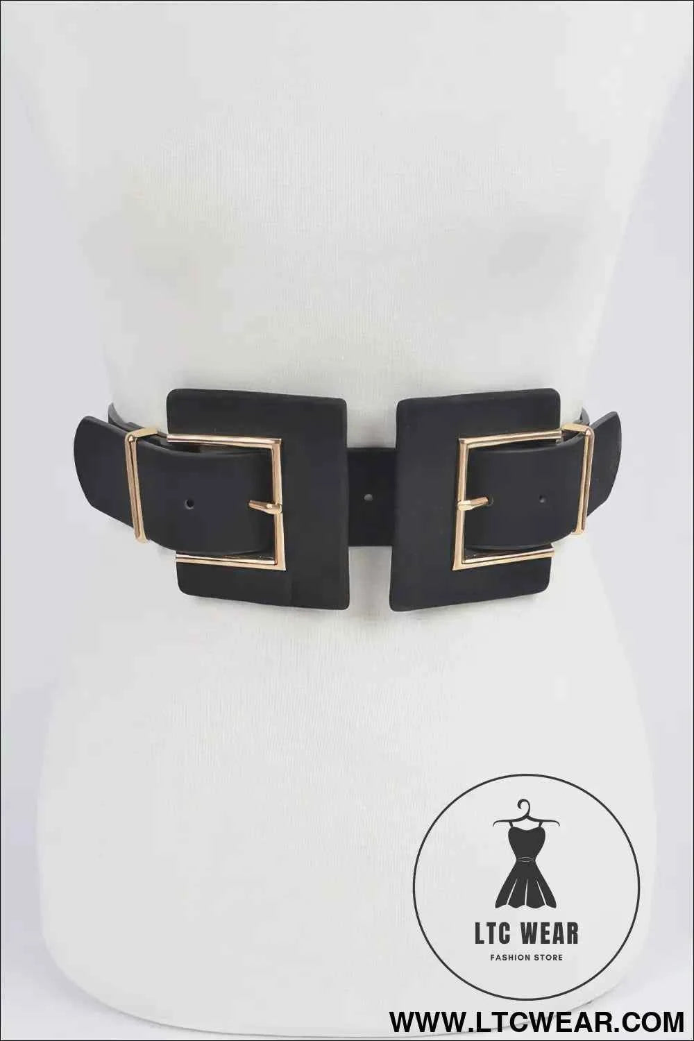Two Buckle Faux Suede Belt