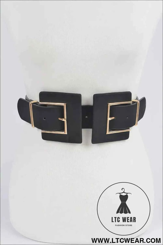 Two Buckle Faux Suede Belt