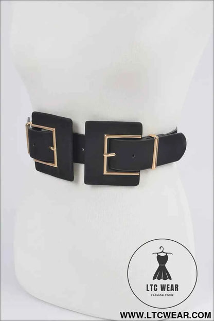 Two Buckle Faux Suede Belt